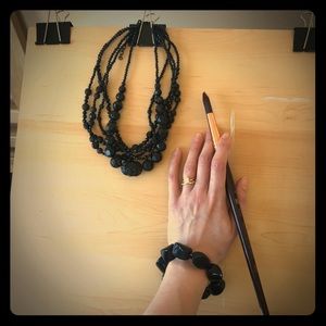 Black Necklace and Bracelet Set